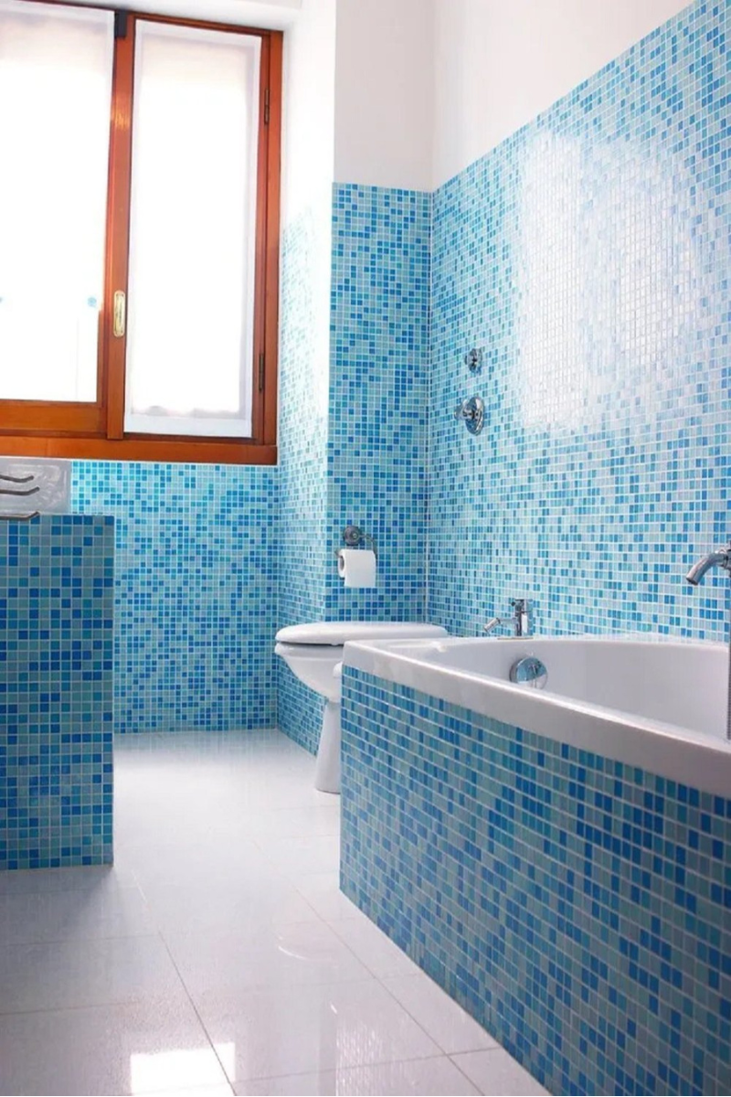 blue white mixture tiles